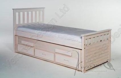 Verona 3'0 Bergamo Bed with Pull Out Bed and Three Drawers | White"