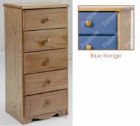 Verona Narrow Chest of Drawers 5 Drawer | Blue