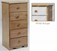 Verona Narrow Chest of Drawers 5 Drawer | White