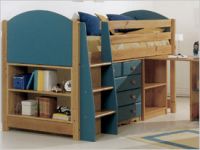 Verona Childrens Midsleeper with Pullout Desk | Blue