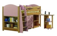 Verona Childrens Midsleeper with Pullout Desk | Pink