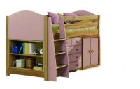 Verona Childrens Midsleeper Set with Cupboard | Pink