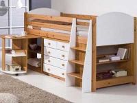 Verona Childrens Midsleeper with Pullout Desk | White