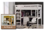 Verona Rimini Childrens High Bed with Student Package and Bedside Cabinet | Antique