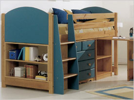 Verona Childrens Midsleeper with Pullout Desk | Blue