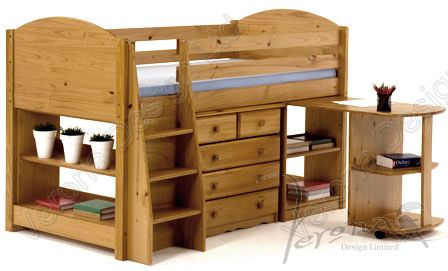 Verona Childrens Midsleeper with Pullout Desk | Antique