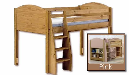 Verona Childrens Midsleeper Bed Frame Only | Pink